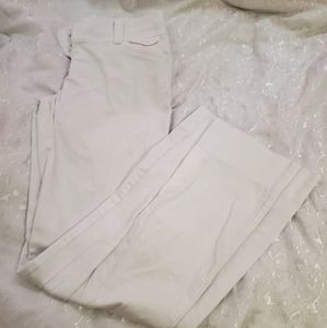 White flare pants